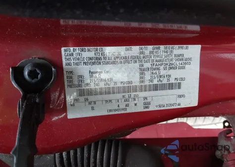 2012 Ford Focus Se z USA, uszkodzony, nr VIN 1FAHP3K29CL143603